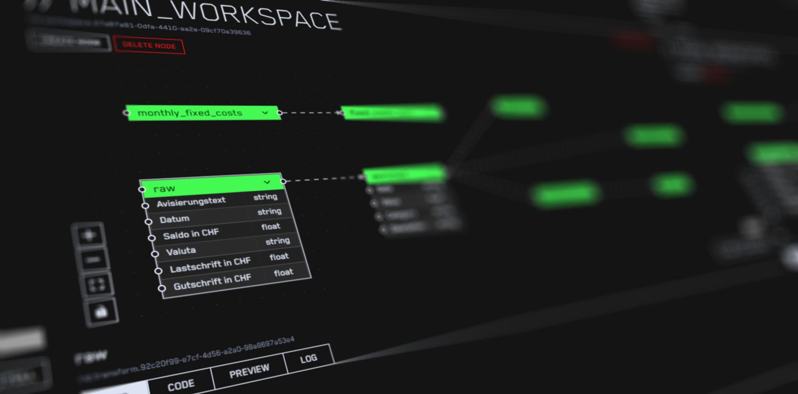 DataSpace workspace showing a visual data pipeline